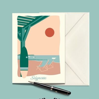 Cartolina SEIGNOSSE, La Spiaggia - I Pastelli - 15x21cm