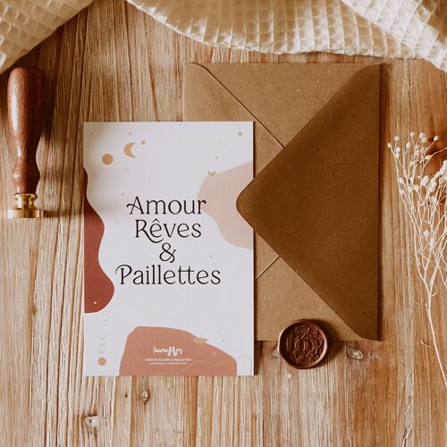 Carte postale Amour, Rêves & Paillettes