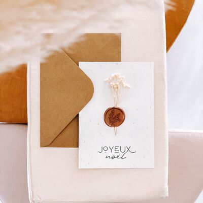 Postcard dried flower & Merry Christmas wax seal