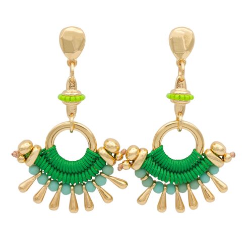 TIBÚ green and gold statement earrings
