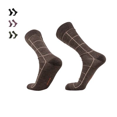 Squared I City Socks I Alpaca, Bamboo & Merino for Men & Women - Dark Brown | ANDINA OUTDOORS