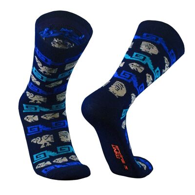 Chimu I Heritage Socks I Alpaca Merino Bamboo Calcetines para Hombre y Mujer - Azul marino