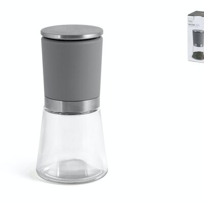 Glass pepper mill with non-slip handle, ceramic blade cm 13 ml 110.