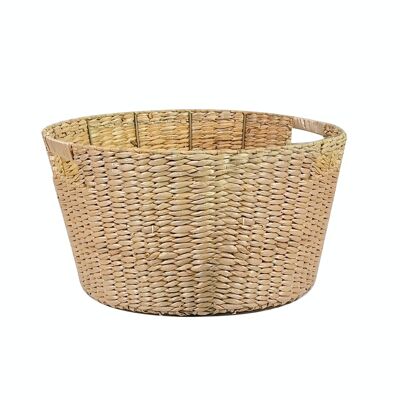 Panier rond en jonc de mer avec anses cm 30x18h.