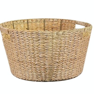 Panier rond en jonc de mer avec anses cm 40x22h.