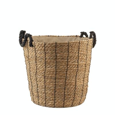 Seagrass basket with black cotton handles cm 40x40h.
