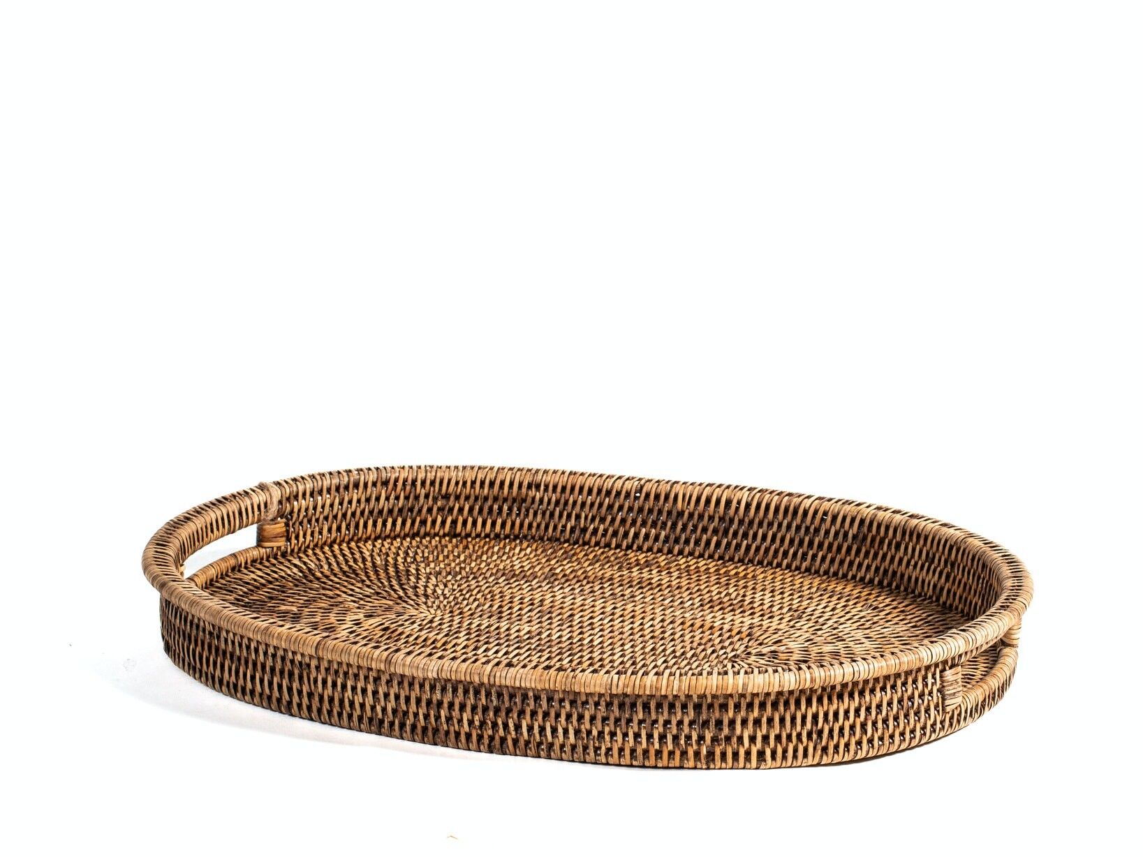 Vassoio in rattan ovale con manici cm 52x36x5h.