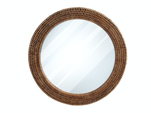 Specchio con cornice in rattan rotondo diametro cm 40,5.