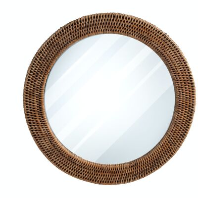 Specchio con cornice in rattan rotondo diametro cm 40,5.