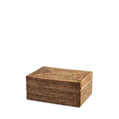 Caja de mimbre con tapa rectangular 36x26x15 cm.