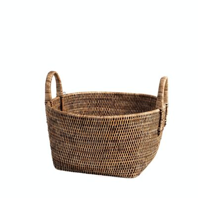 Round rattan basket with handles cm 39x20h.