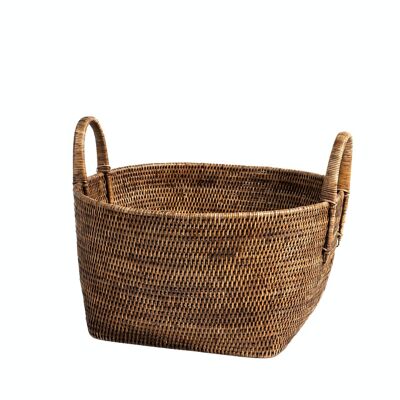 Round rattan basket with handles cm 43x23h.