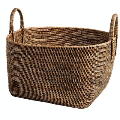 Round rattan basket with handles cm 49x28h.