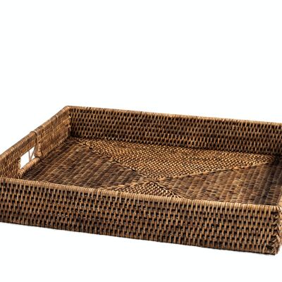 Square rattan tray with handles cm 45x7h.
