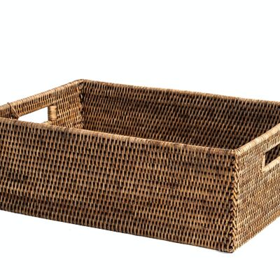 Rectangular rattan basket with handles cm 45x31x15h.
