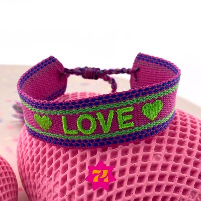 Bracelet tendance Cyclamen LOVE vert fluo