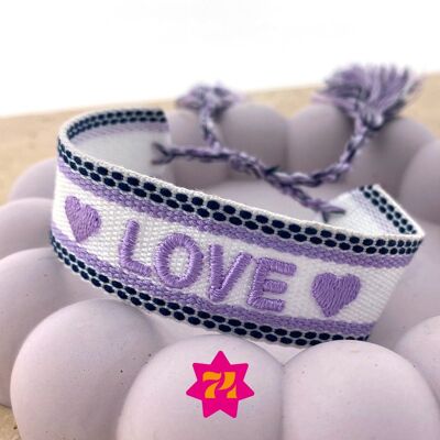 Statement-Armband White LOVE Lilac