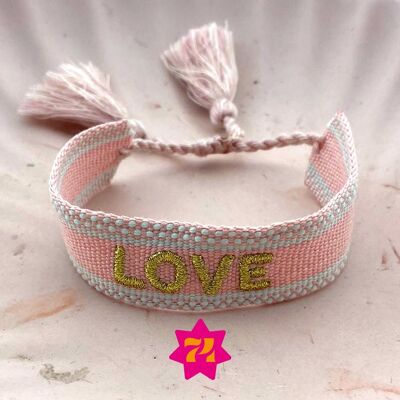 Pulsera llamativa Salmón LOVE oro