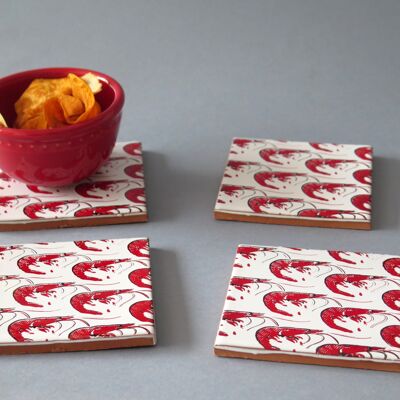 Prawn design ceramic coaster