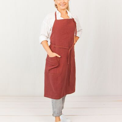 Linen apron w/Knot White