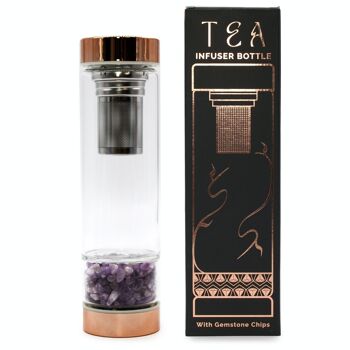 CGTIB-01 - Bouteille Infuseur à Thé en Verre Cristal - Or Rose - Améthyste - Vendu en 1x unité/s par extérieur 1