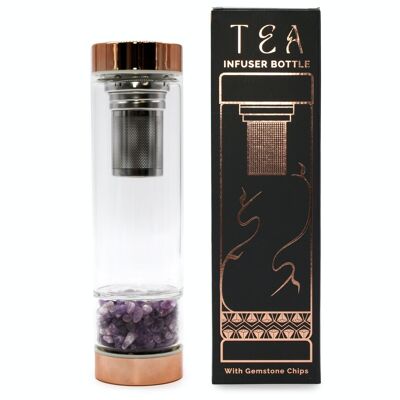 CGTIB-01 - Crystal Glass Tea Infuser Bottle - Rose Gold - Amethyst - Sold in 1x unit/s per outer