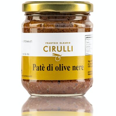 Cirulli-Konserve, Pastete aus schwarzen Oliven in nativem Olivenöl extra, 180-gr-Packung