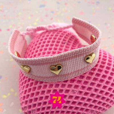 Statement bracelet pink heart gold