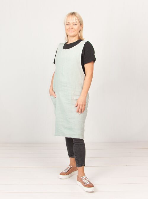 Pinafore linen apron Terracotta 4