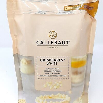 Callebaut Crispearls Blanc - Perle di biscotto secco (cereali) ricoperte di cioccolato bianco 800g