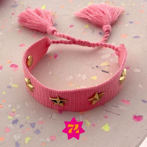 Statement bracelet Pink star gold
