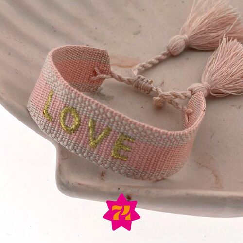 Statement bracelet light pink LOVE gold