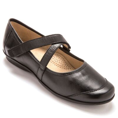 Large width scratched leather Mary Janes (1004957 - 0026)