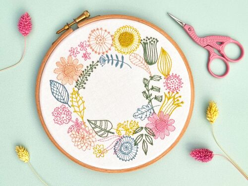 Spring Floral Wreath Embroidery Craft DIY Kit