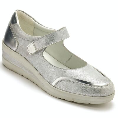 Velcro leather Mary Janes with metallic details (2006771 - 0017)