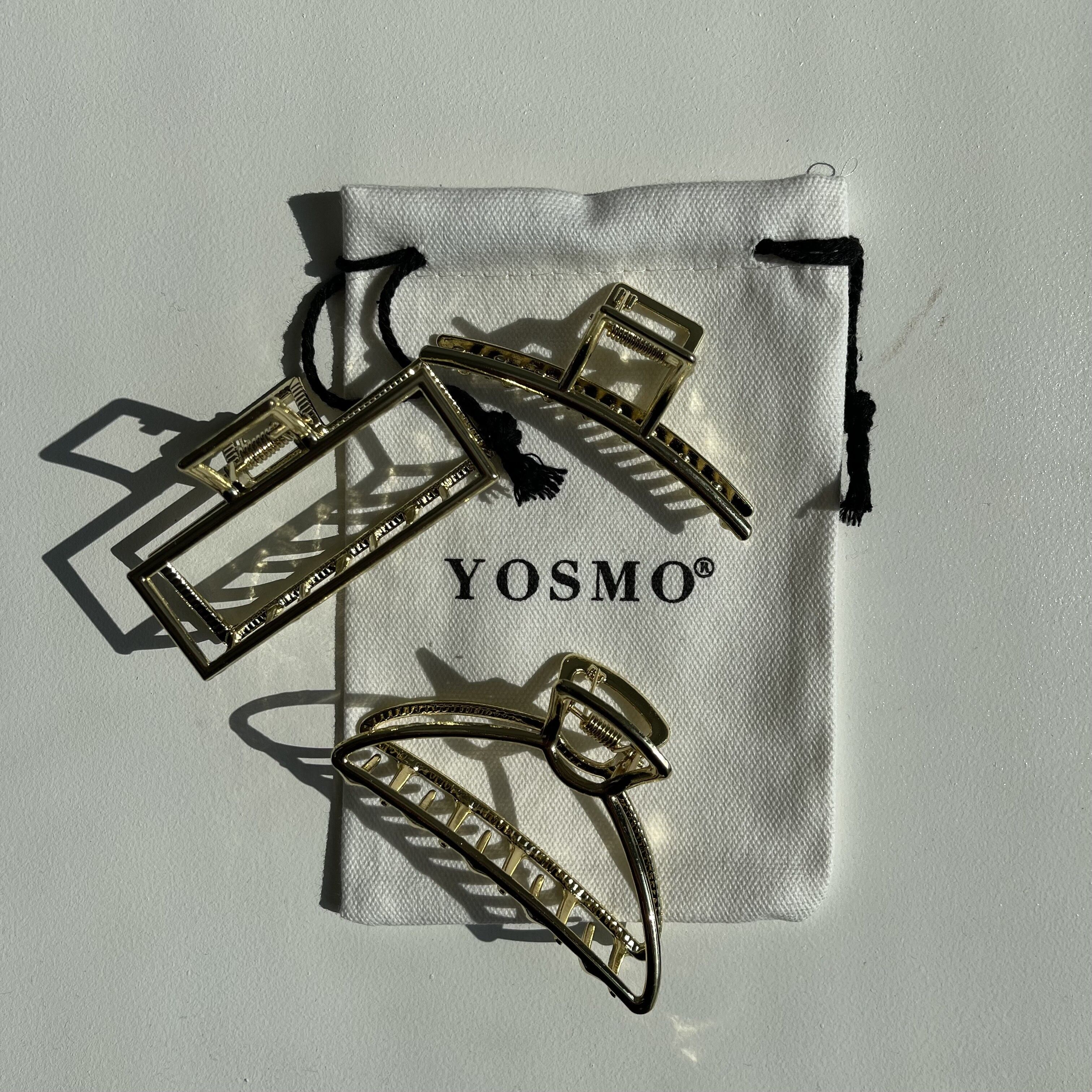 YOSMO Premium Gold Metal Hair Claw Medium Durable Non-Slip Hair Accessory