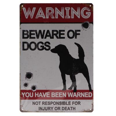 Beware of the dogs metalen bord 20x30cm