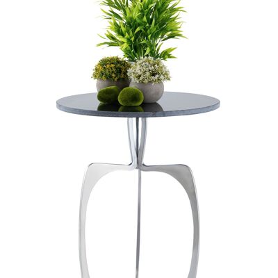 Table d'appoint métal ronde ø 45 x 56 cm table décorative marbre Sohoo cadre argent ou or