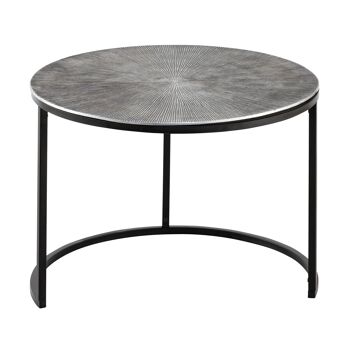 Table basse set 2 pièces ø 55 et table d'appoint 45 cm métal argenté Tables autour du salon Carlton 5