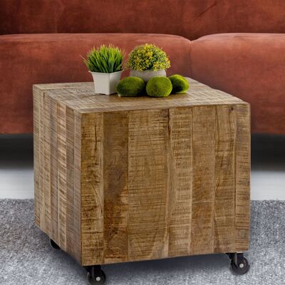 Mesa de centro cuadrada 45 x 45 x 45 cm mesa auxiliar mesa de flores mango sostenible madera recuperada