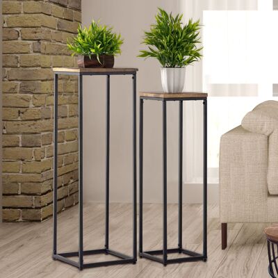 Flower columns set W 25 and 20 H 78 and 67 cm Flower stool Peru Square plant stand