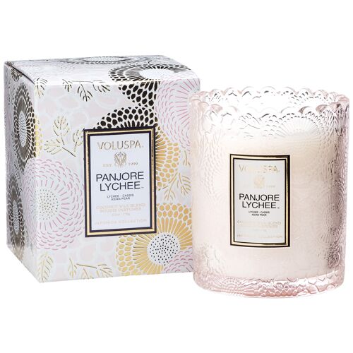 Boxed scalloped candlepot
panjore lychee