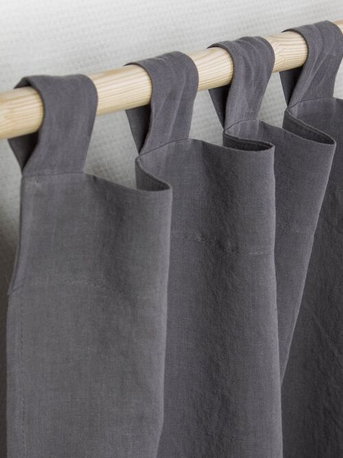 Tab top linen curtain in Charcoal - 53x108" / 135x275cm