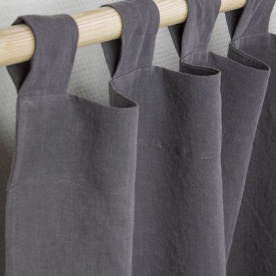 Tab top linen curtain in Charcoal - 91x76" / 230x193cm