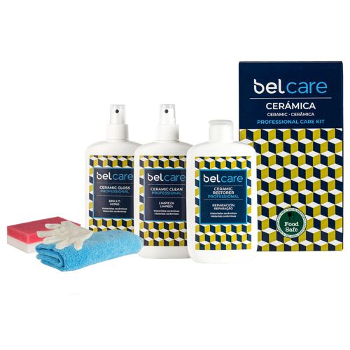 Kit para limpiar encimeras de cerámica y porcelánico BelCare - Pack de 6 productos