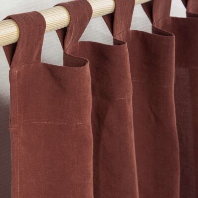 Tab top linen curtain in Terracotta - 53x84" / 135x213cm