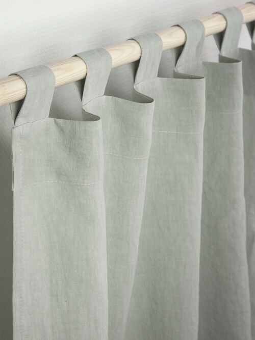 Tab top linen curtain in Sage Green - 53x64" / 135x163cm