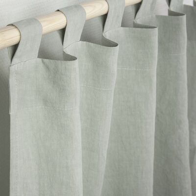 Tab top linen curtain in Sage Green - 53x64" / 135x163cm