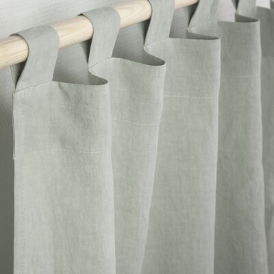 Tab top linen curtain in Sage Green - 53x84" / 135x213cm