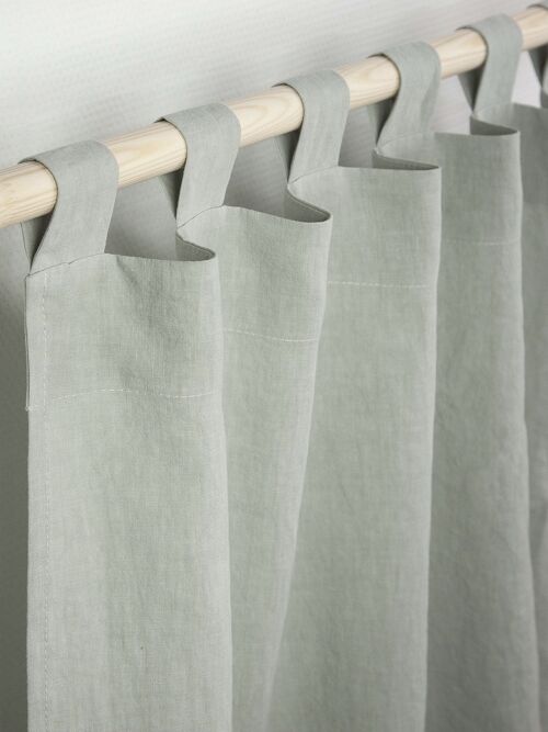 Tab top linen curtain in Sage Green - 53x90" / 135x229cm